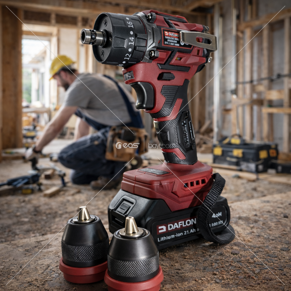 DAFLONG ÇİFT ÇELİK MANDREN+BITS UÇ ÖZELLİKLİ KÖMÜRSÜZ SERİ DARBELİ 20 TORK HIZINDA  ÇİFT BATARYA 85 PARÇA TAKIM SANDIĞI