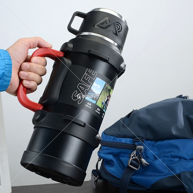 3.16LT TERMUS Büyük Kapasiteli Çift Duvarlı Vakum Yalıtımlı Paslanmaz Çelik Balıkçılık Su Şişesi İçecek Termal Matara Kamp Seyahat Tencere (GÜMÜŞ) (KARIŞIK RENK GÖNDERİLİR)