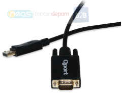Qport Q-Dpv Dısplay Port(M) To Vga(M) 1.8 Mt Kablo Çevirici Dönüştürücü Q-Dpv