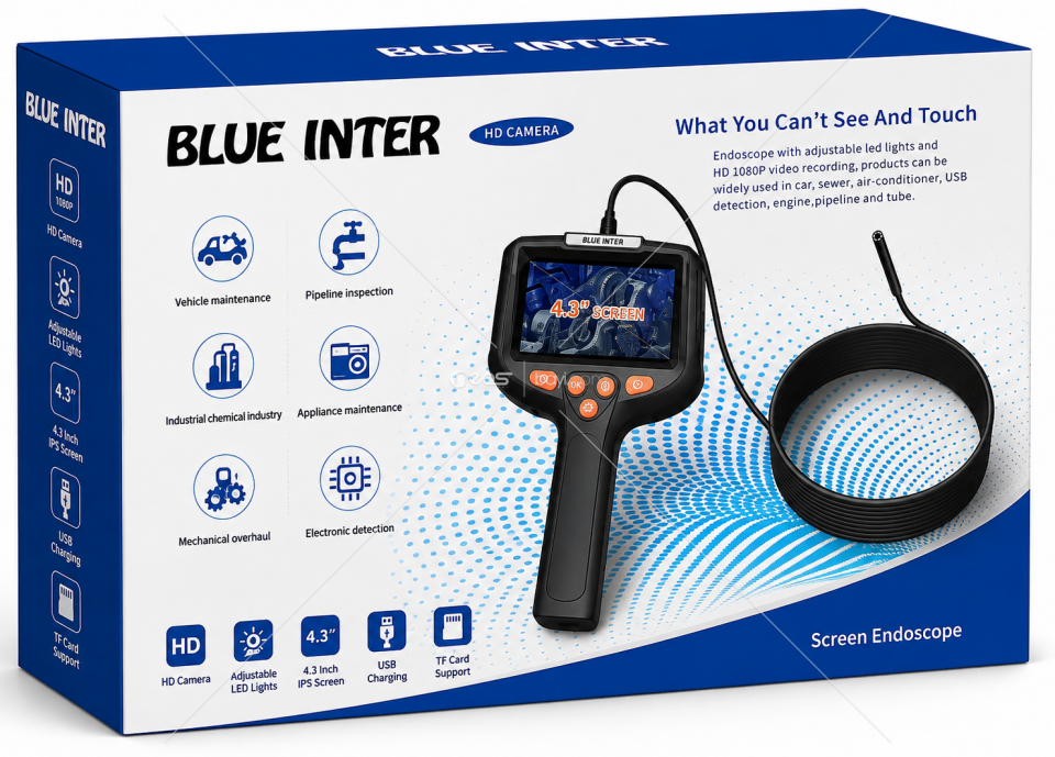 5M Endoscope Camera with Light, 1080P HD Handheld Industrial Endoscope with