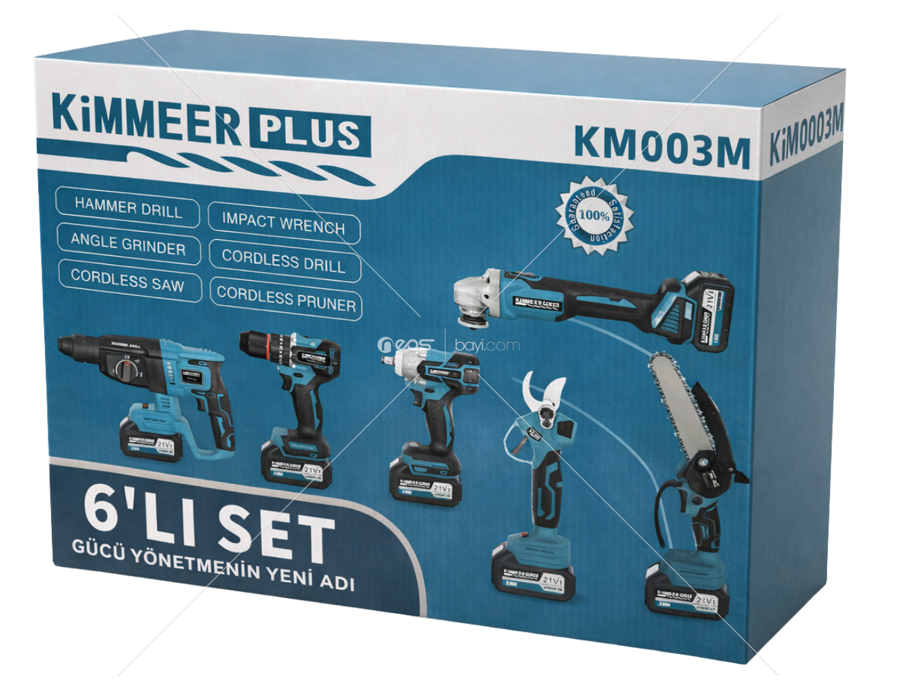 KİMMERPLUS 6LI SET MATKAP+HİİLTİ+SPRAL+TORK+BUDAMA MAKAS+TESTERE 3 BATARYA HIZLI ŞARJZ ÜNİTE