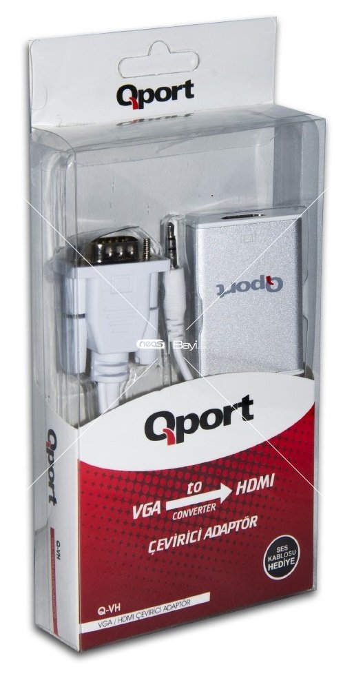 Qport Q-VH VGA To HDMİ Çevirici + Ses (VGA+, HDMI-)