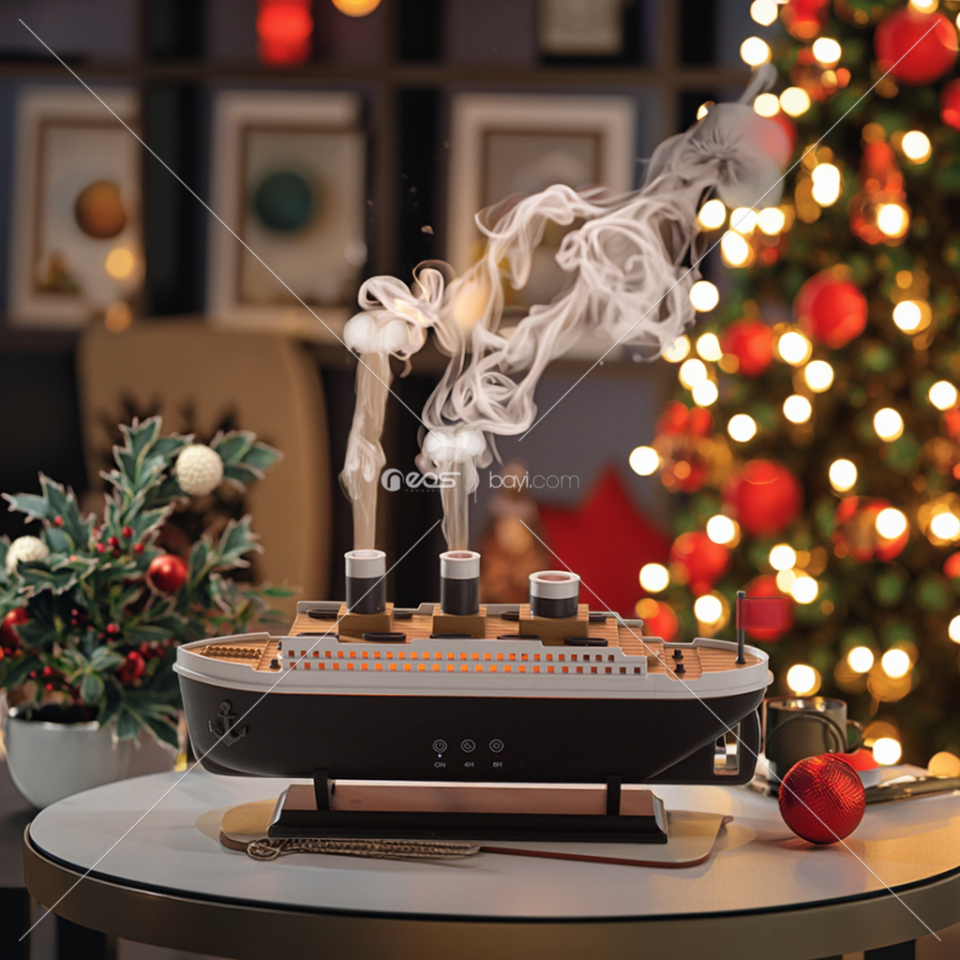 TİTANİC 250Ml Ultrasonik Koku Yayıcı Hava Nemlendiricileri 7 Renkli Gece Lambası Duman Halkası Sprey Nemlendirici