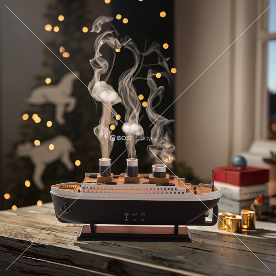 TİTANİC 250Ml Ultrasonik Koku Yayıcı Hava Nemlendiricileri 7 Renkli Gece Lambası Duman Halkası Sprey Nemlendirici