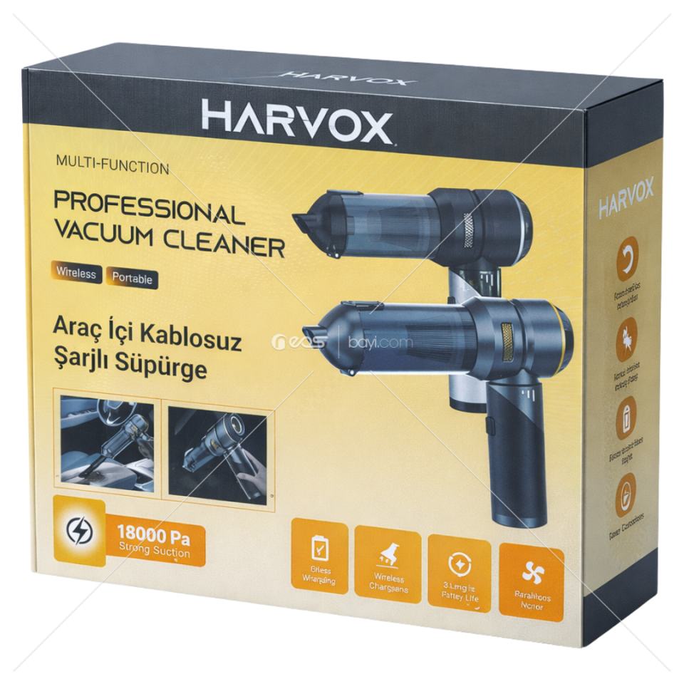 Harvox Araç İçi Süpürgesi HXVC-001 (Siyah-Sarı)