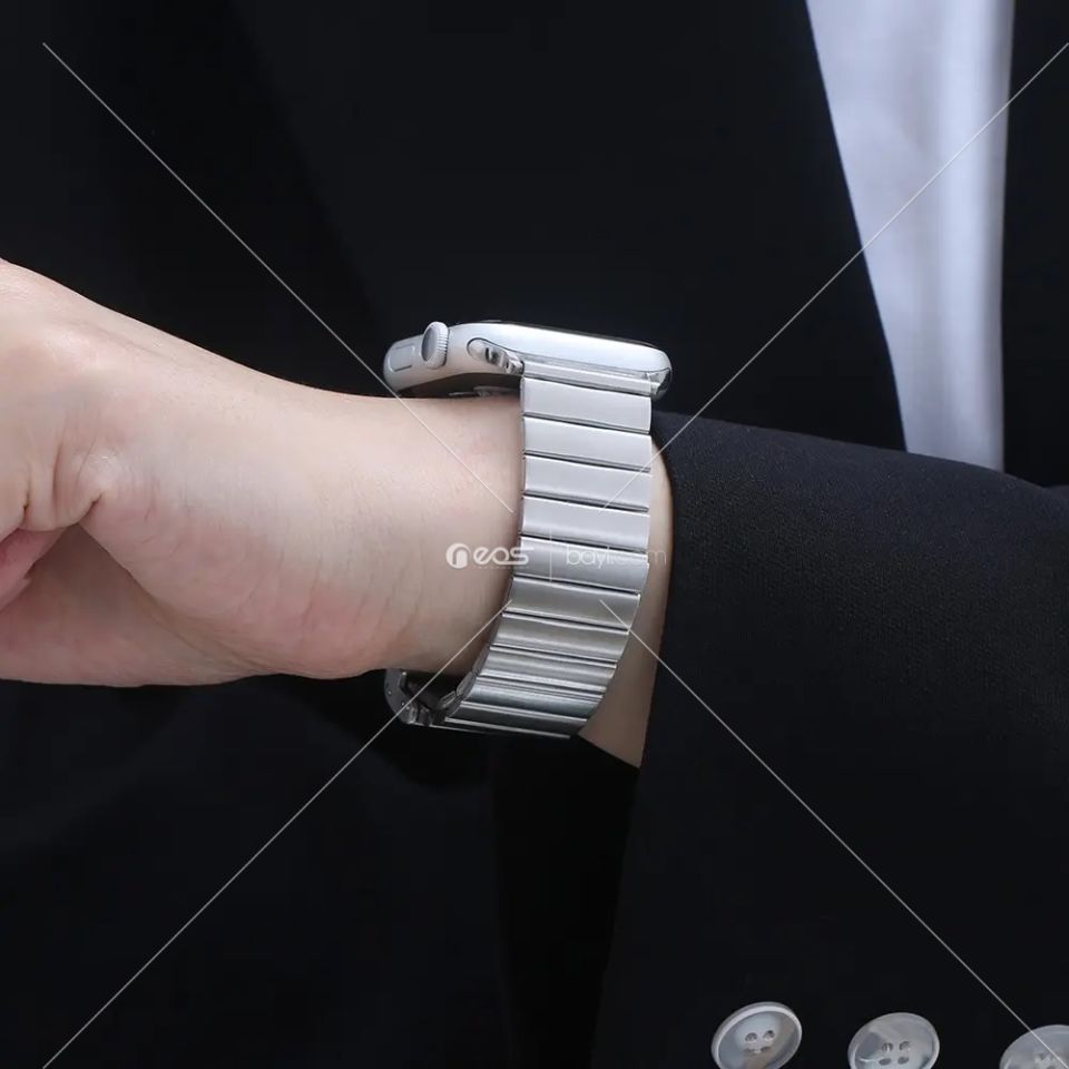 Metal Paslanmaz Kelebek Toka Çelik Kordon Tüm APPLE Watch'lar için UYUMLU Gümüş