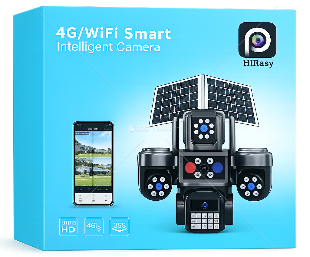 4 KAMERALI 4G SİMKART ÖZELLİKLİ ÇİFT PANELLİ ÇAKARLI KAMERA