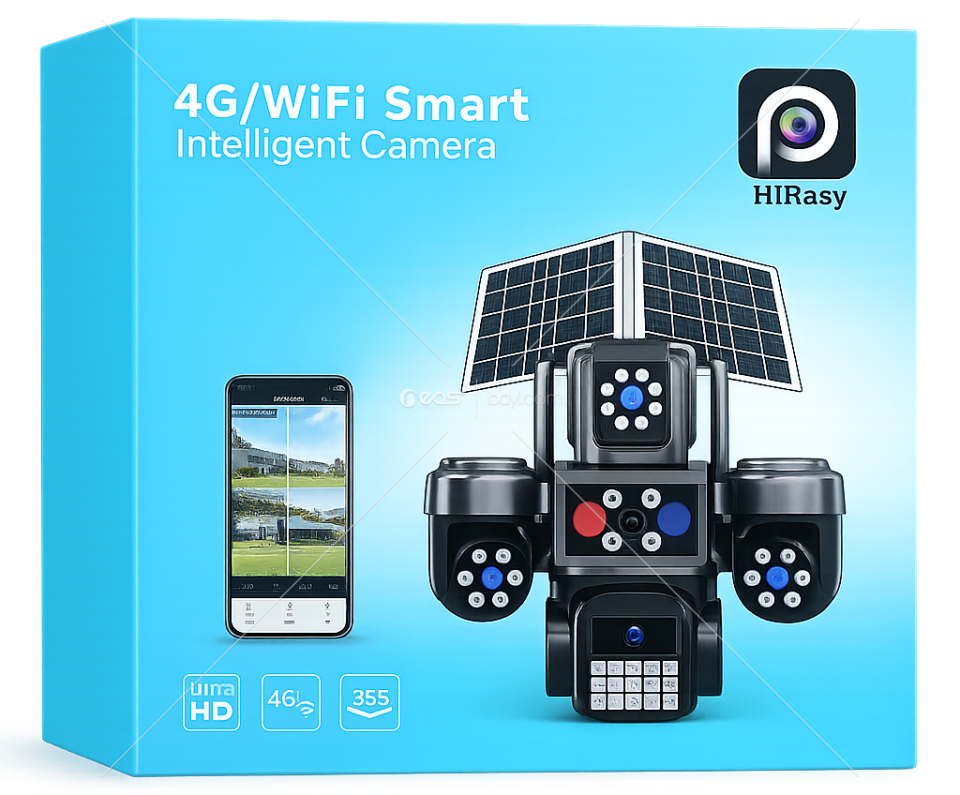 4 KAMERALI 4G SİMKART ÖZELLİKLİ ÇİFT PANELLİ ÇAKARLI KAMERA