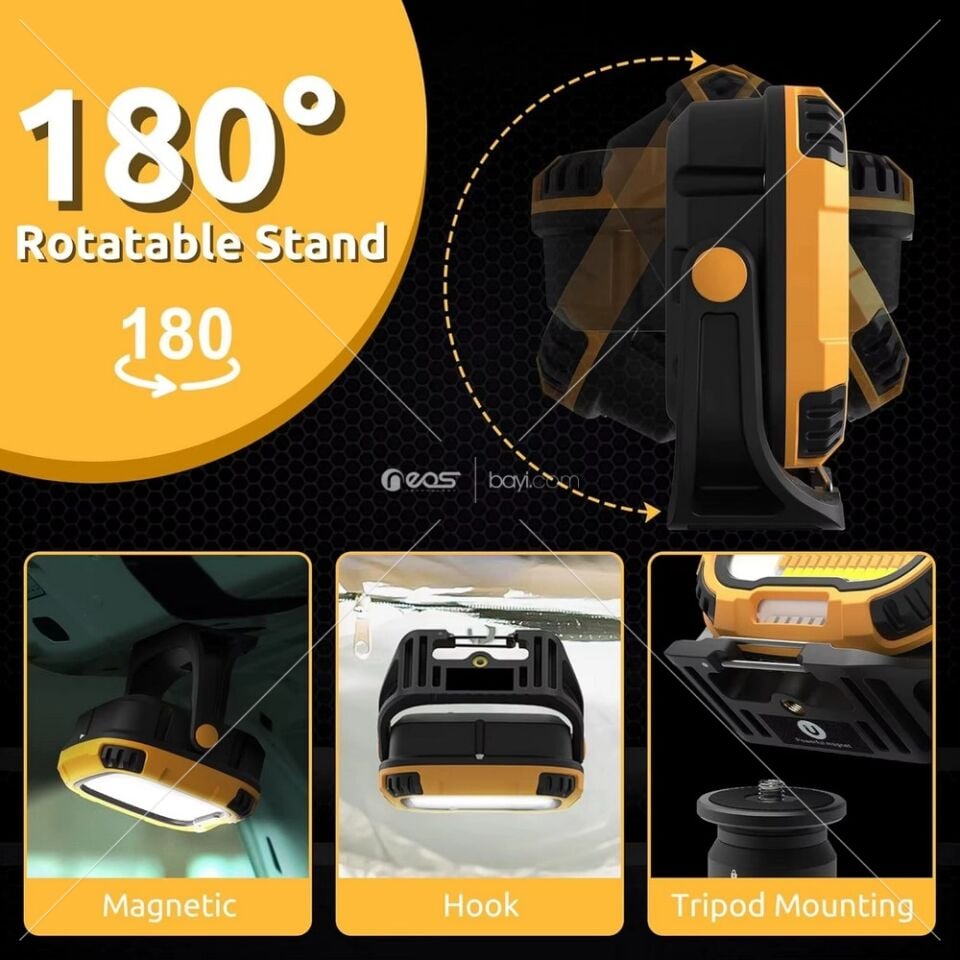 Wison WS-582 Powerbank Özellikli Tripod Bağlantılı Mıknatıslı 3500 Lümen USB Şarjlı Çalışma Feneri