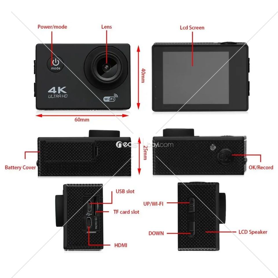 4K Sport Outdoor Kamera Kumandalı