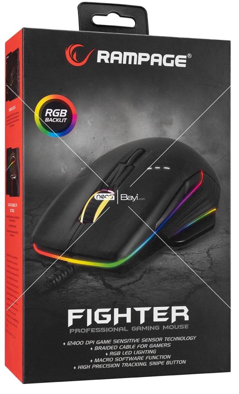 Rampage SMX-R19 FIGHTER 12400dpi RGB Ledli Profesyonel Gaming Oyuncu Mouse