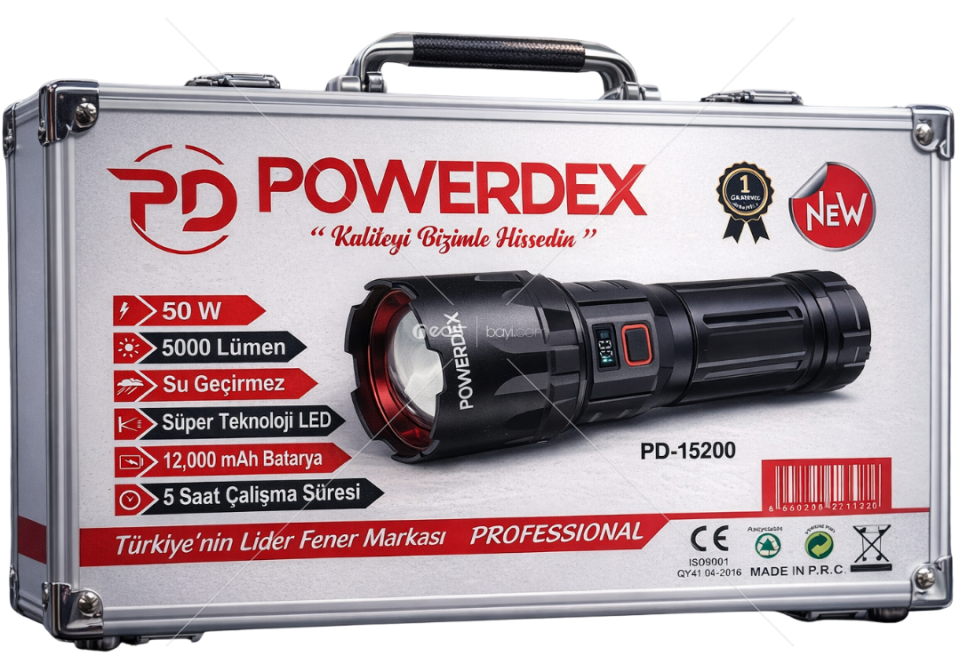 POWERDEX PD-15200 UltraBeam Pro 5000 Lümen Profesyonel LED El Feneri