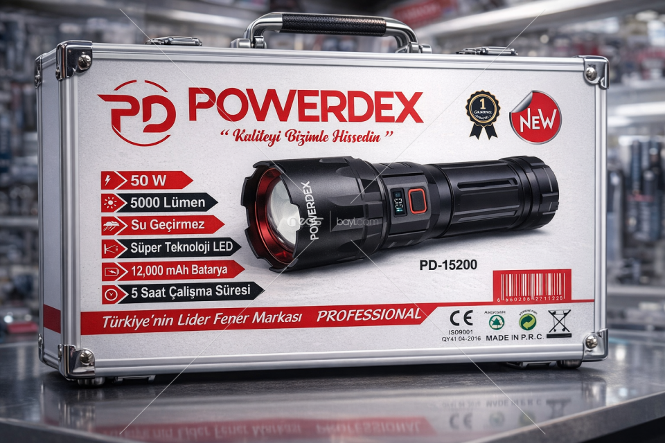 POWERDEX PD-15200 UltraBeam Pro 5000 Lümen Profesyonel LED El Feneri