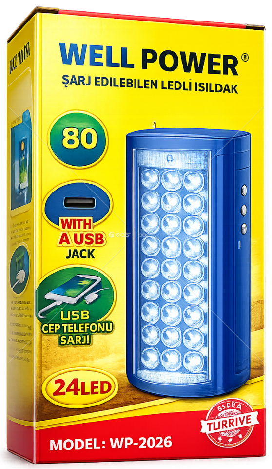 80 SAAT IŞILDAK Well Power WP-2026 Şarj Edilebilir LED Işıldak