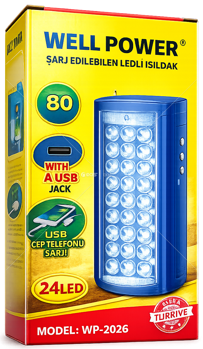 80 SAAT IŞILDAK Well Power WP-2026 Şarj Edilebilir LED Işıldak