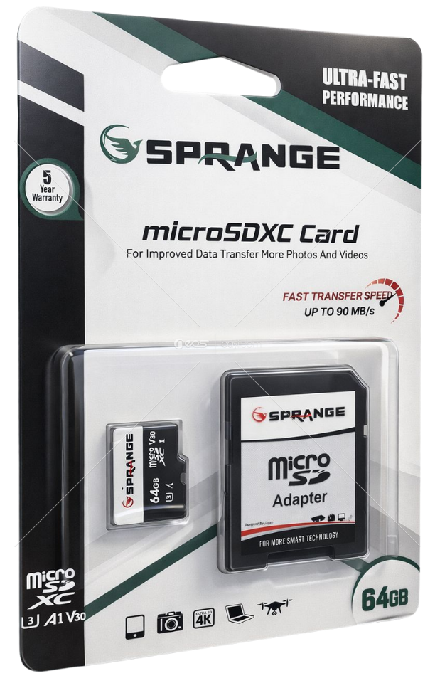 Sprange 64GB microSDXC Hafıza Kartı (Adapter Dahil)