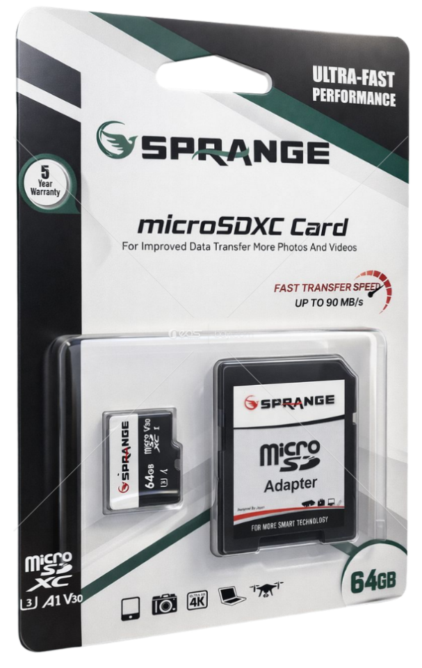 Sprange 64GB microSDXC Hafıza Kartı (Adapter Dahil)