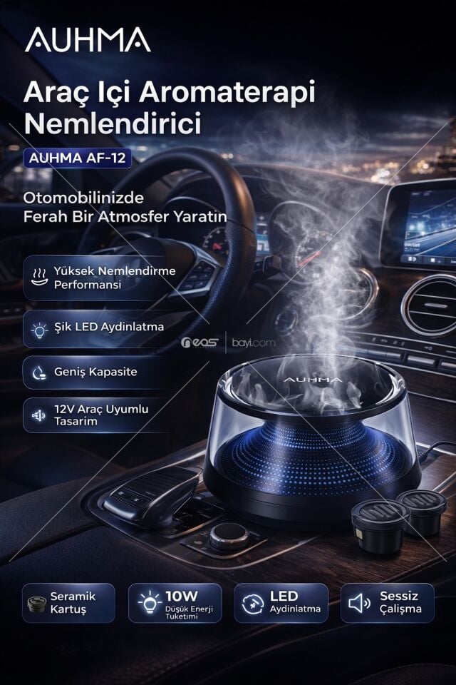 AUHMA AF-12 Araç İçi Aromaterapi Nemlendirici
