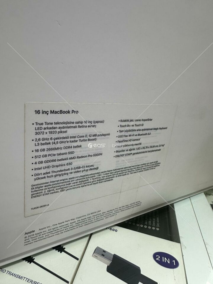 Apple MacBook Pro 16 İnç (MVVL2TU/A) Notebook Kozmetik % 100 KUTU VAR
