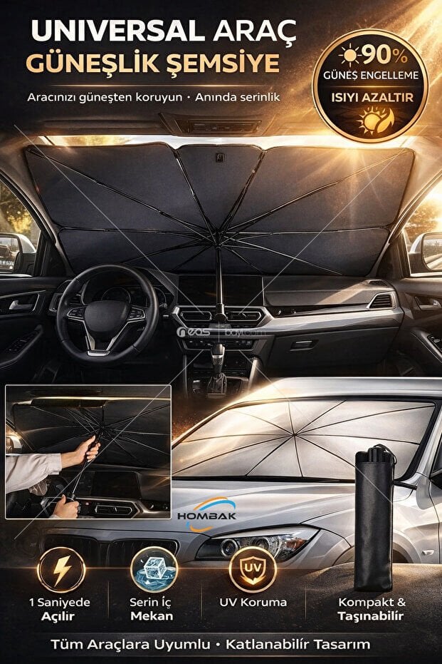 Universal Tüm Araçlar Için Araba Ön Cam Güneşlik Katlanabilir Şemsiye Güneşlik Oto Ön Cam Güneşliği Gölgelik