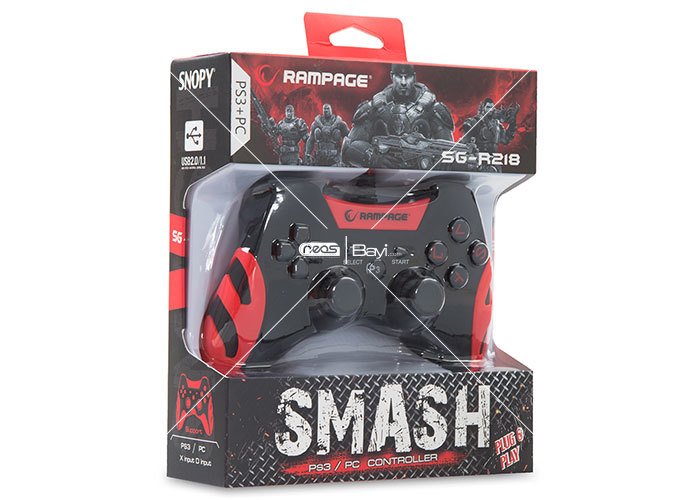 Snopy Rampage SG-R218 PS3/PC X INPUT Kırmızı USB 1.8m Joypad