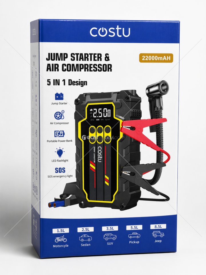 CASTU 22.000MAH AKÜ TAKVİYE'Lİ KOMPRESÖR