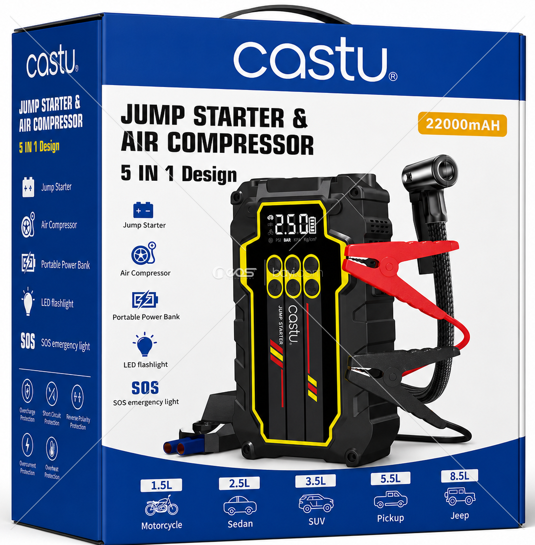 CASTU 22.000MAH AKÜ TAKVİYE'Lİ KOMPRESÖR