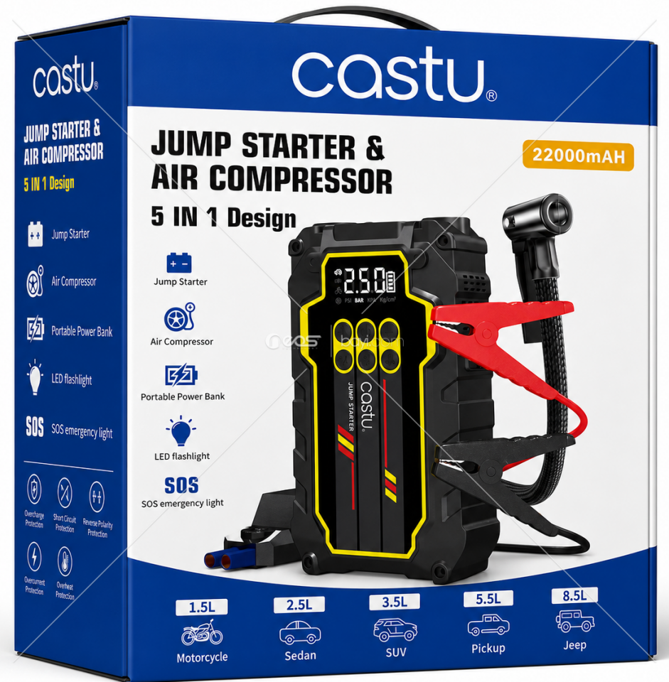 CASTU 22.000MAH AKÜ TAKVİYE'Lİ KOMPRESÖR