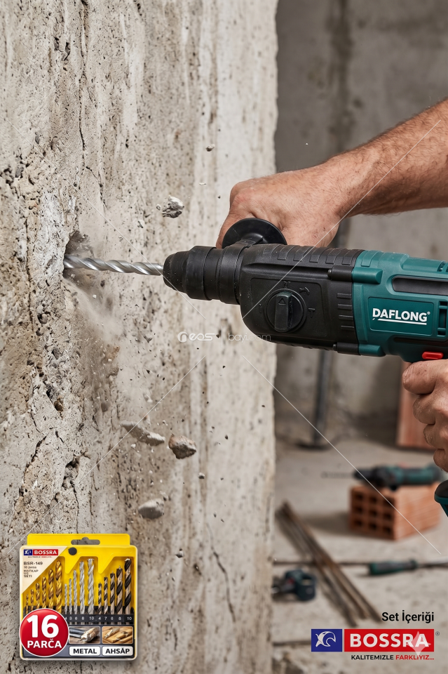 BOSSRA BSR-149 16 Parça Elmas Uç (Beton & Duvar Matkap Uç Seti)