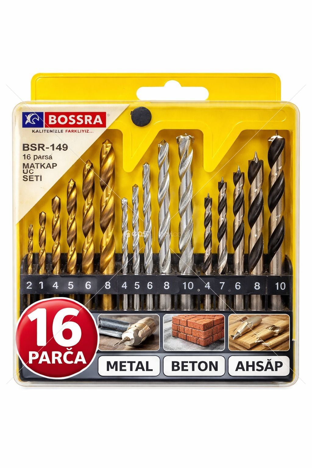 BOSSRA BSR-149 16 Parça Elmas Uç (Beton & Duvar Matkap Uç Seti)