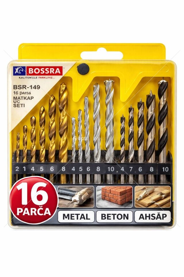 BOSSRA BSR-149 16 Parça Elmas Uç (Beton & Duvar Matkap Uç Seti)