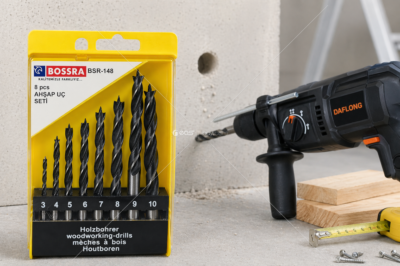 BOSSRA BSR-148 8 Parça Elmas Uç (Beton & Duvar Matkap Uç Seti)