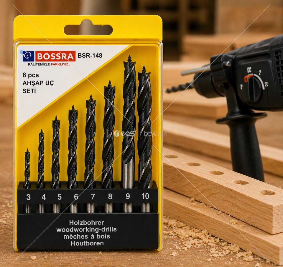 BOSSRA BSR-148 8 Parça Elmas Uç (Beton & Duvar Matkap Uç Seti)