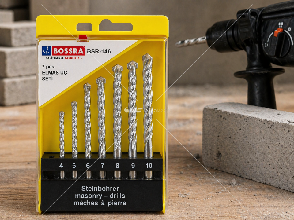 BOSSRA BSR-146 7 Parça Elmas Uç (Beton & Duvar Matkap Uç Seti)