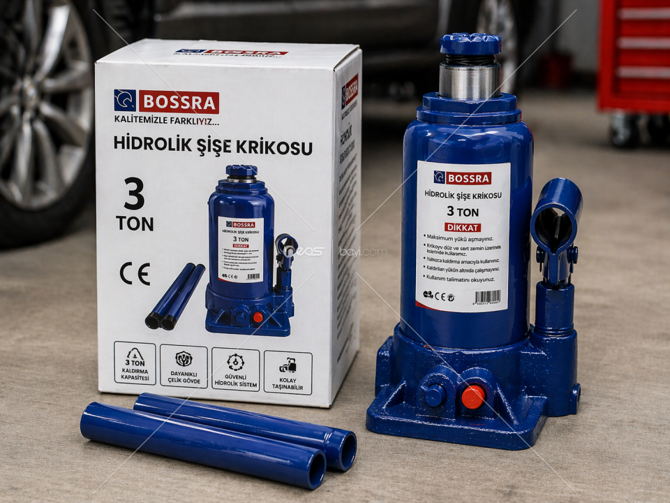 BOSSRA 3 TON HİDROLİK ŞİŞE KRİKOSU