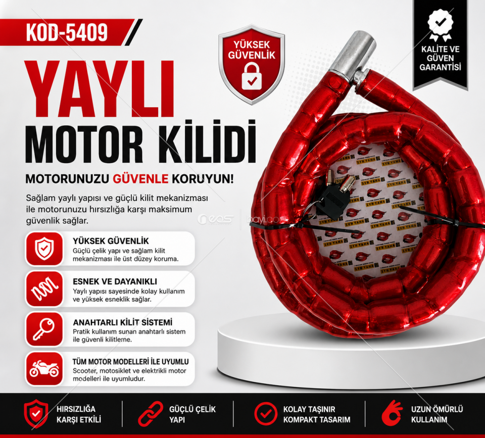 Yüksek Güvenlikli Yaylı Motor Kilidi (KOD-5409)