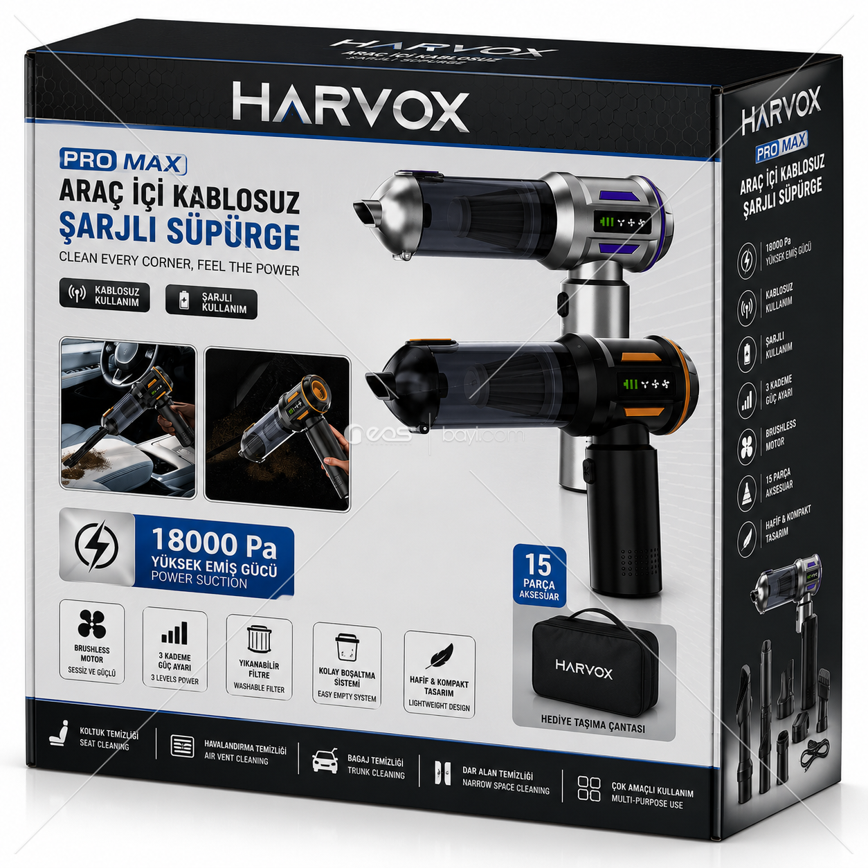 HARVOX Pro Max Araç İçi Kablosuz Şarjlı Süpürge