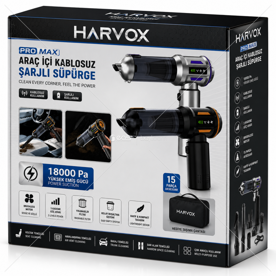 HARVOX Pro Max Araç İçi Kablosuz Şarjlı Süpürge