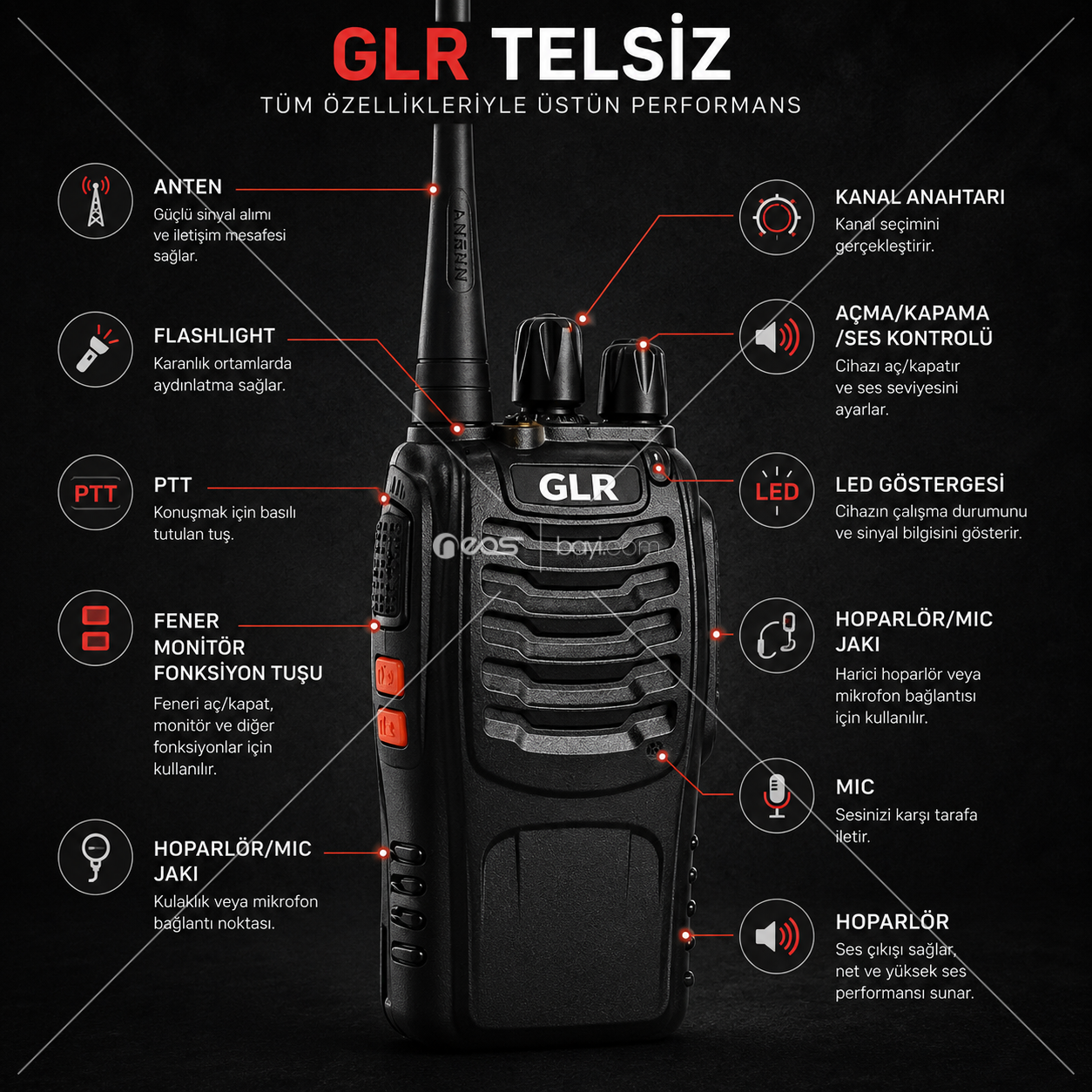 GLR Profesyonel El Telsizi 2 ADET