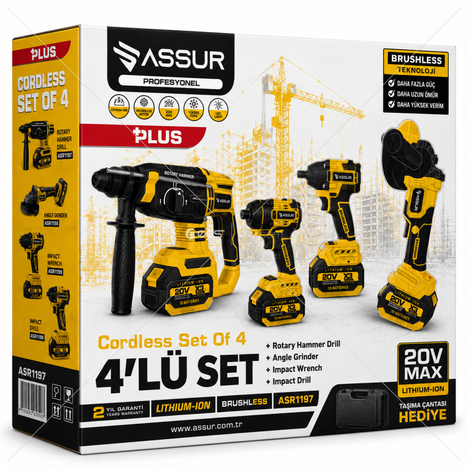 ASSUR XPRO 4LÜ ŞARJLI SET ( SARI RENK )