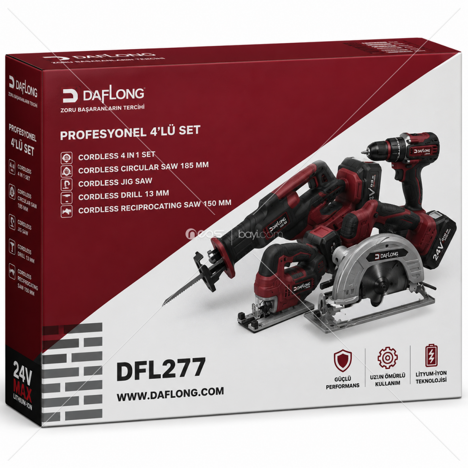 DAFLONG TITAN PRO 4’LÜ SET DAİRE TESTERE+TİLKİKUYRUĞU+DEGOBAJ ÇİFT HIZLI ŞARJZ ÜNİTESİ