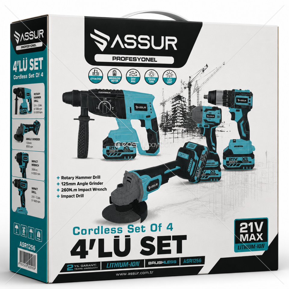 ASSUR XPRO 4LÜ ŞARJLI SET ( MAVİ RENK )