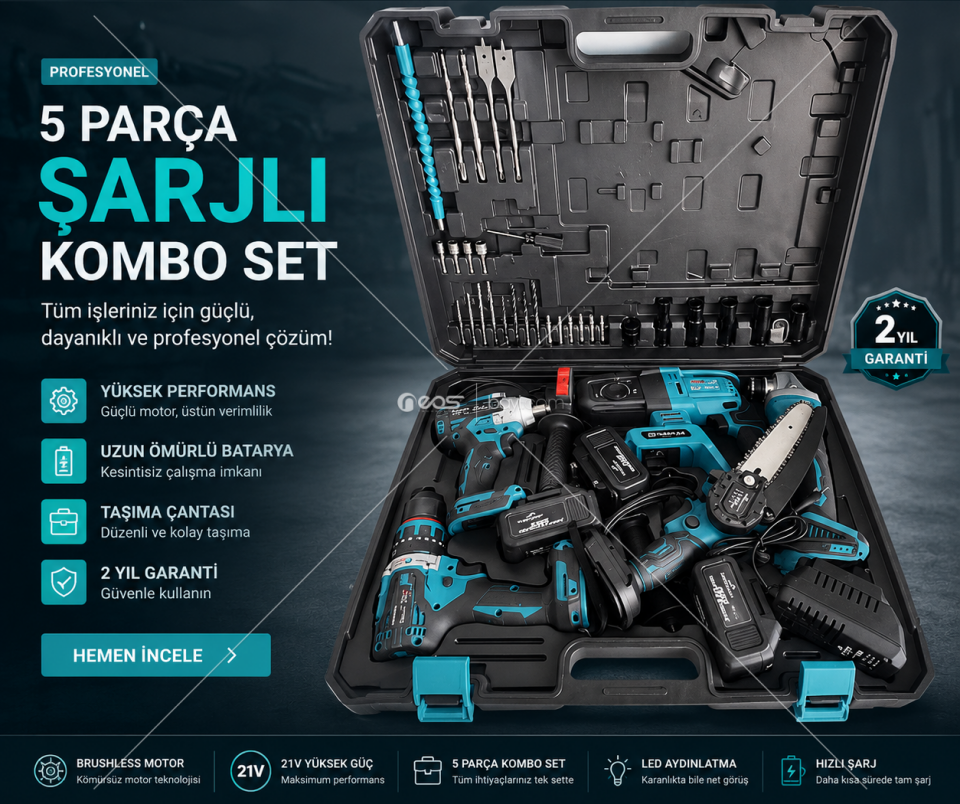 DAFLONG 5Lİ SET MATKAP+HİLTİ+CANAVAR+600NTORK+TESTERE