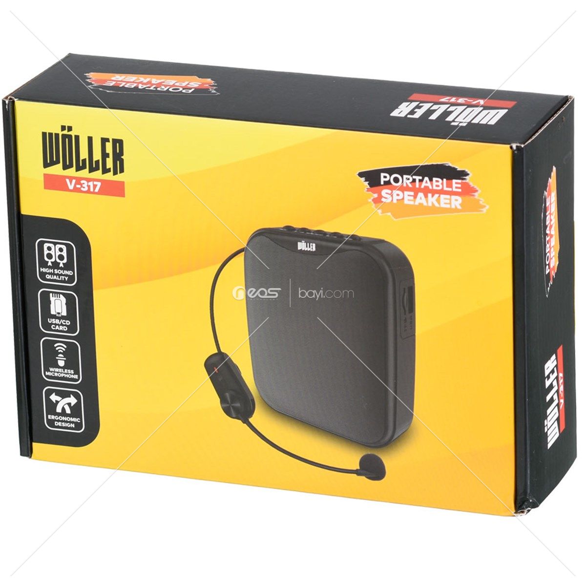 WÖLLER 30W Usb+Sd+Bt Kayıtlı Şarjlı Rehber Amfi317si V-317