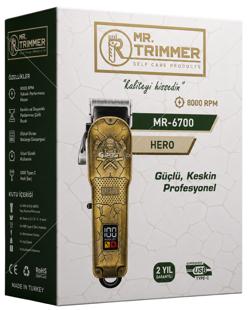 Mr. Trimmer MR-6700 Hero Profesyonel Şarjlı Saç Sakal Tıraş Makinesi