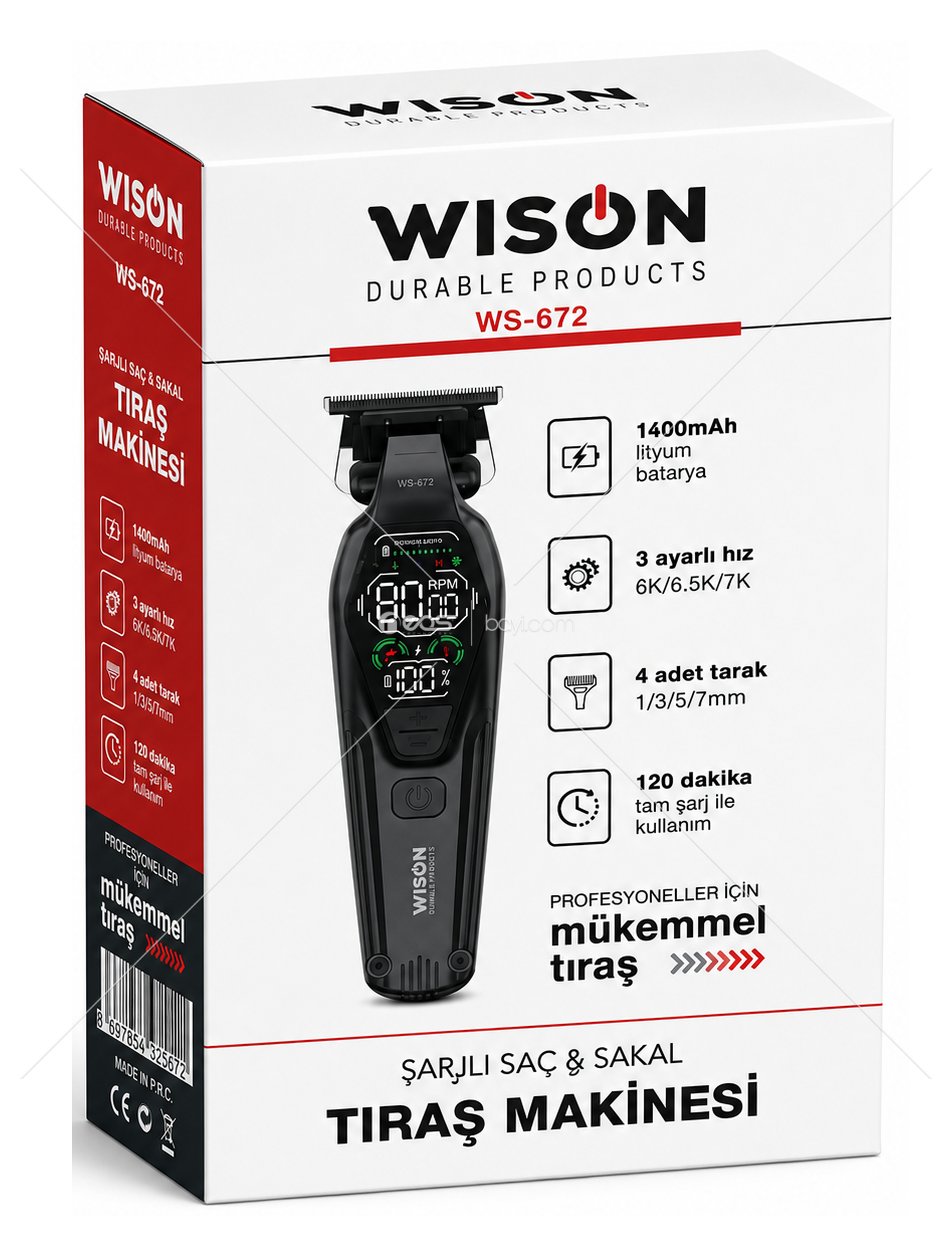 WISON WS-672 Profesyonel Şarjlı Saç & Sakal Tıraş Makinesi