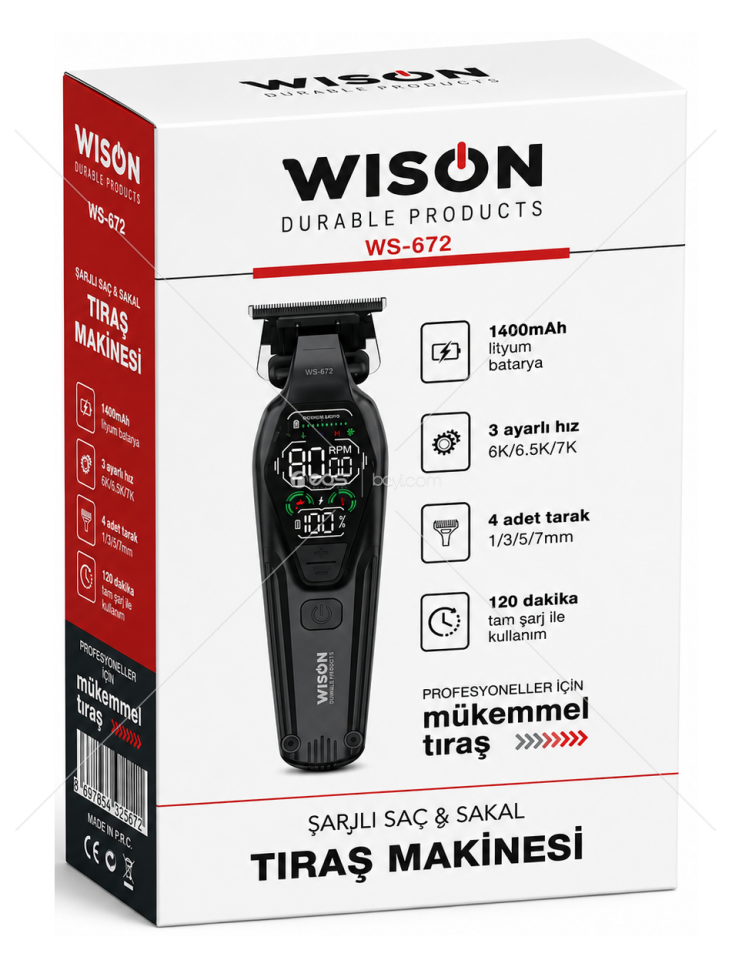 WISON WS-672 Profesyonel Şarjlı Saç & Sakal Tıraş Makinesi