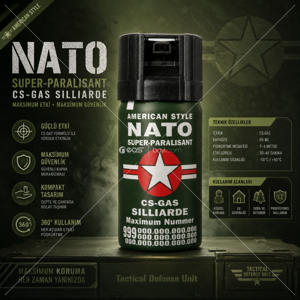 NATO CS Gazı 50 ml Savunma Spreyi