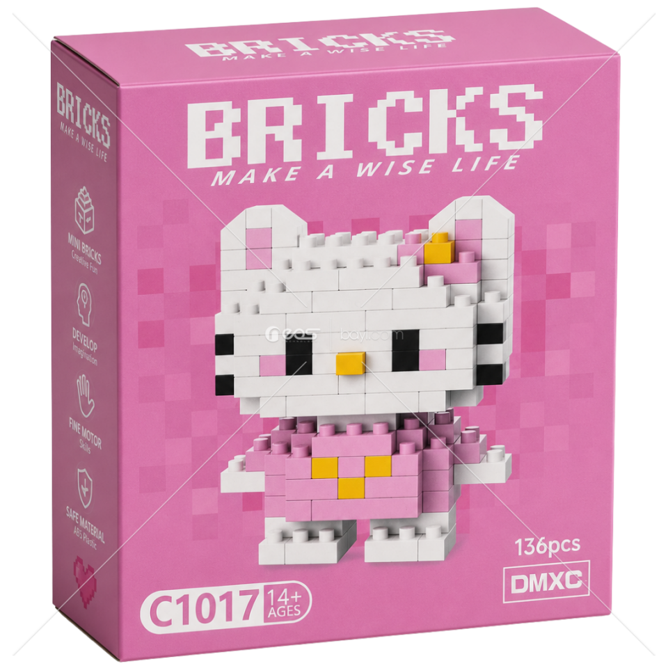 Sevimli Pixel Kedi Yapı Oyuncağı Mikro Blok Seti 136 Parça (C1017)