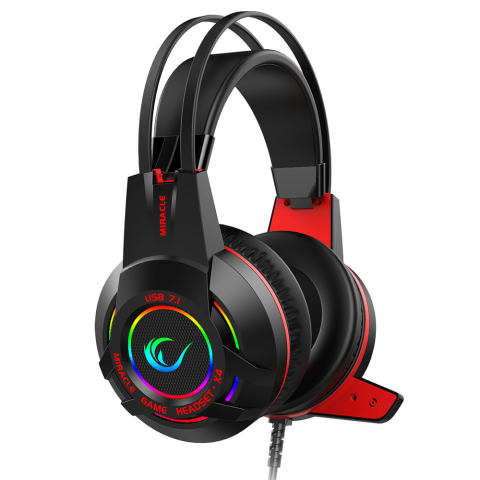 Rampage Miracle-X4 Siyah RGB Led 7.1 Surround Sound System Mikrofonlu Oyuncu Kulaklığı